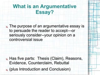 purpose of argumentative writing