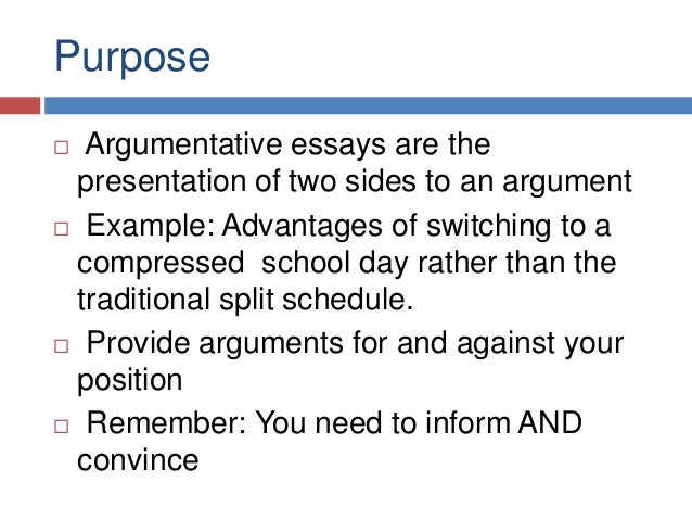 What is the purpose of an argumentative essay
