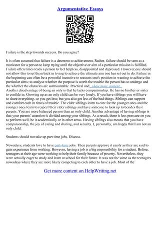Argumentative Essays Example | PDF