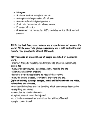 Argumentative Essay Topics &Points