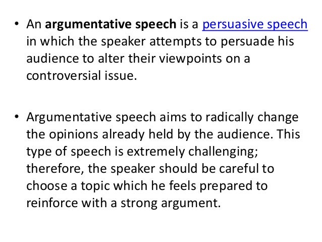 characteristics of argumentative speech