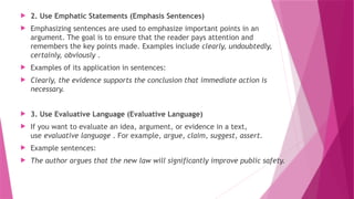 argumentative text including text, materials and exercises | PPTX