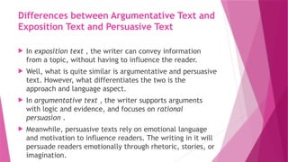 argumentative text including text, materials and exercises | PPTX