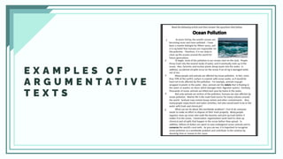 E X A M P L E S O F
A R G U M E N T A T I V E
T E X T S
 