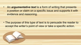 Argumentative Text POWERPOINT PRESENTATION | PPTX