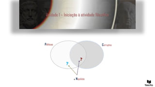 Unidade 1 – Iniciação à atividade filosófica
CorruptosPolíticos
.Napoleão
?
?
 