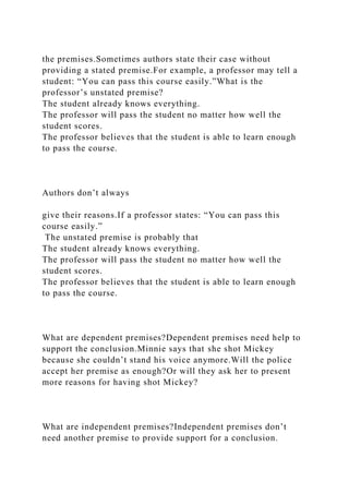 Argument BasicsArgument consists of premise and conclusi.docx