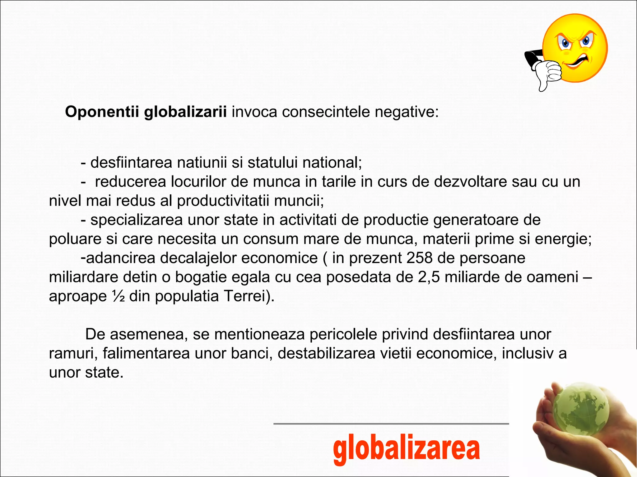 Argumente pro si contra globalizare | PPT
