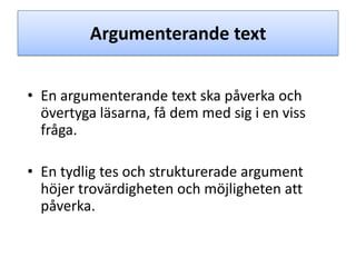 Argumenterande text | PPTX