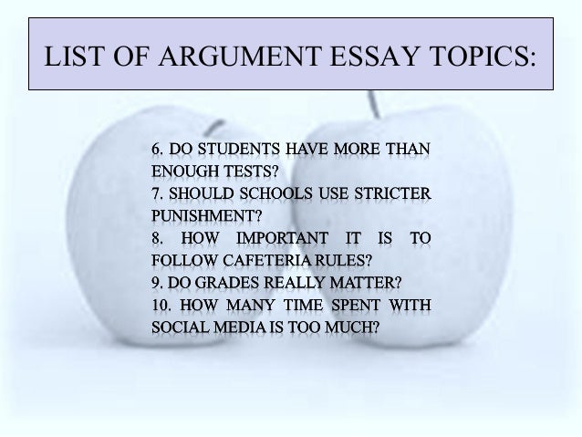 political argument essay topics