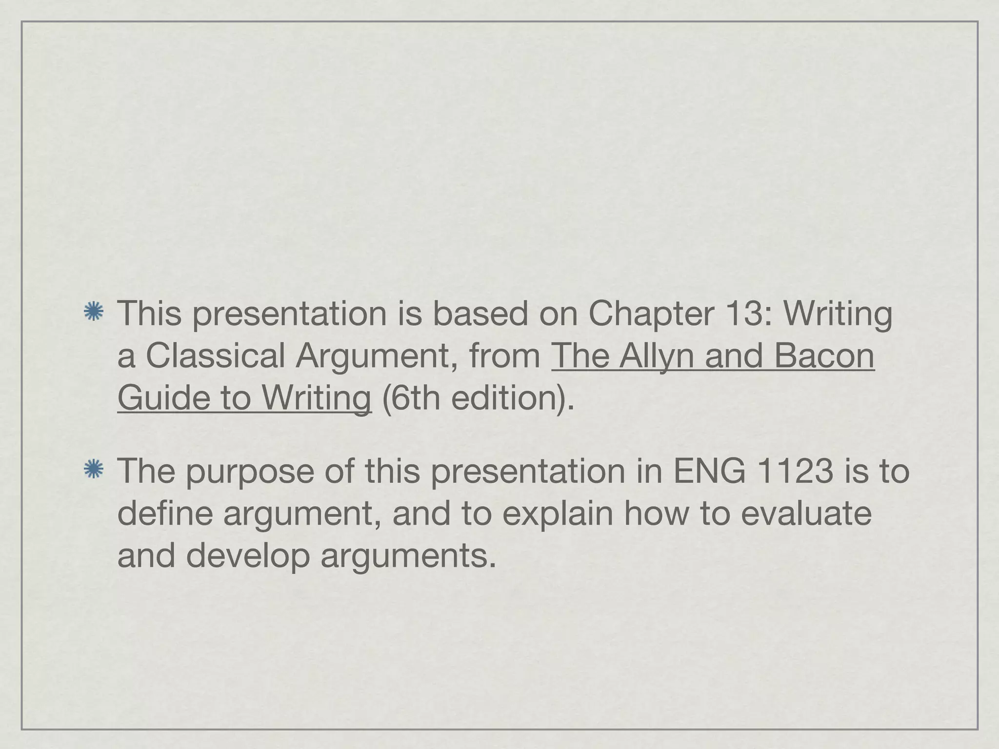 Argument In Academic Writing Ppt