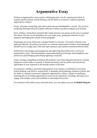 Argumentive Essay PDF Argumentive Essay PDF