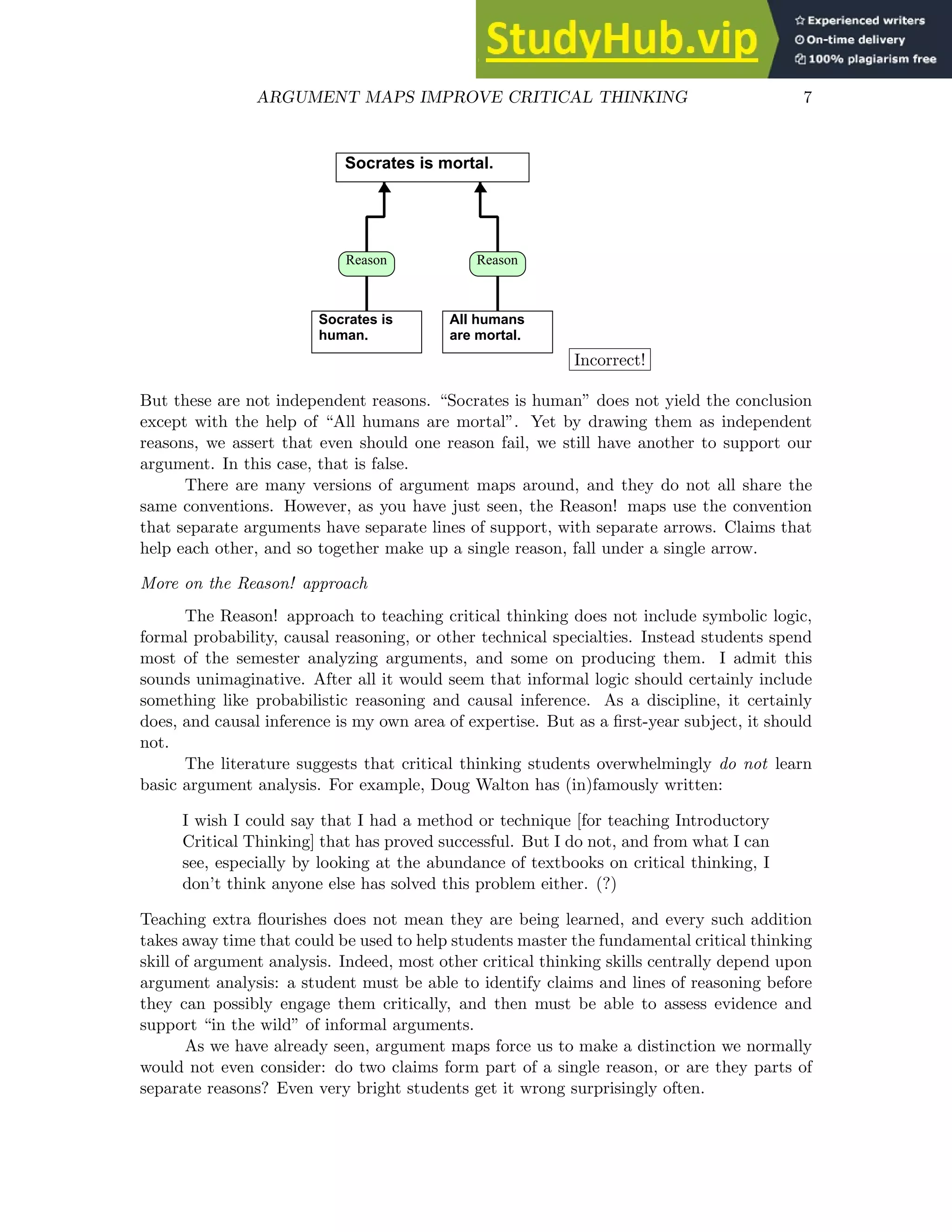 Argument Maps Improve Critical Thinking | PDF