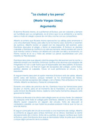 Argumentos de las Obras