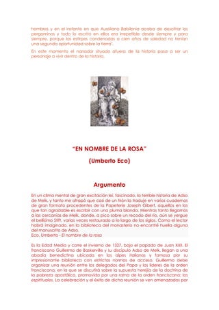 Argumentos de las Obras