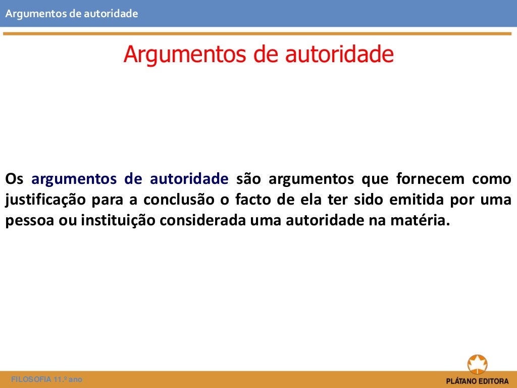 Exemplo De Argumento De Autoridade - BRAINCP
