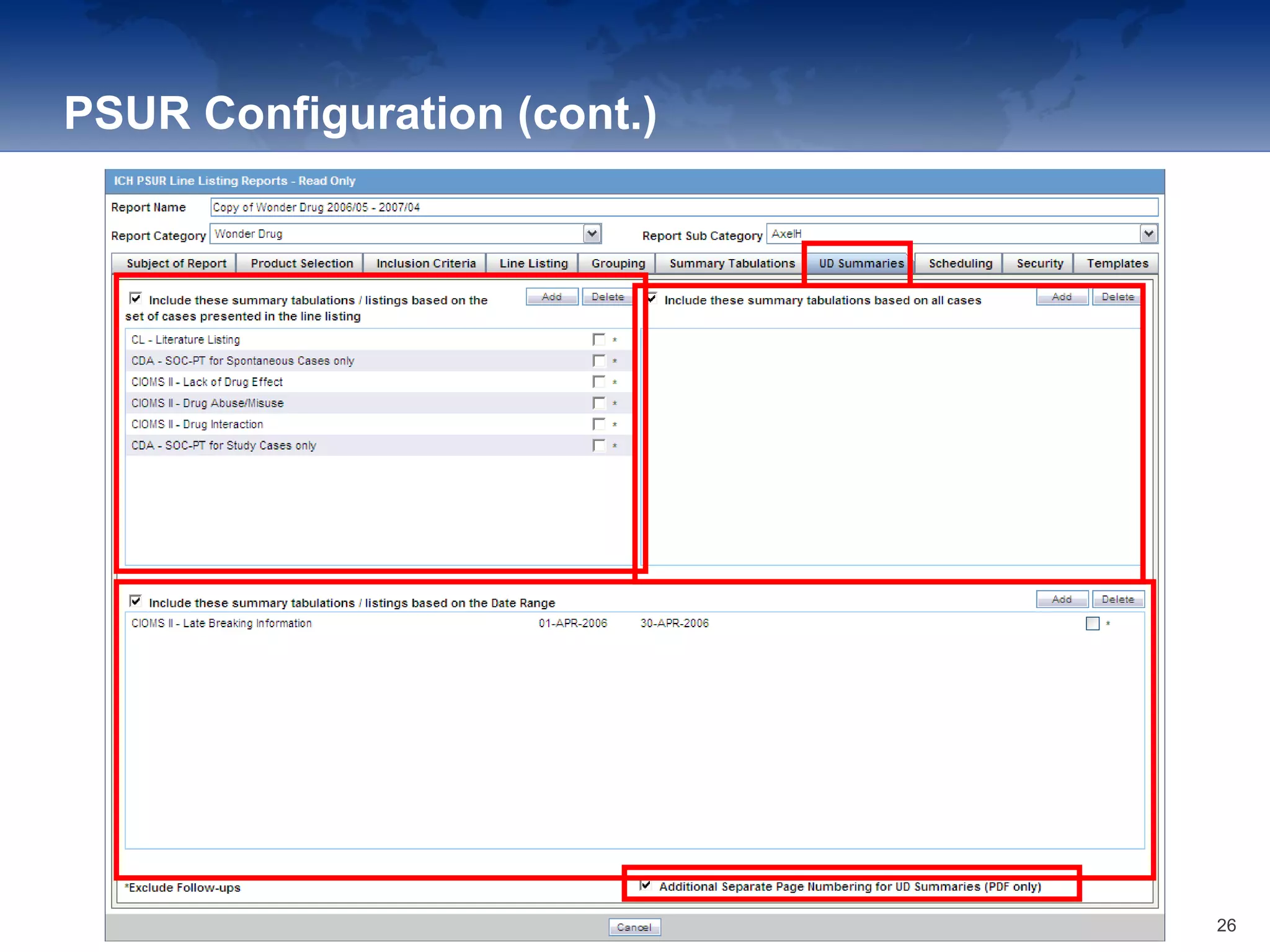 PSUR Configuration (cont.)
26
 
