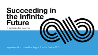 Succeeding in
the Inﬁnite
Future

3 systems for success
A presentation created for Argyle Summit Boston 2015
 