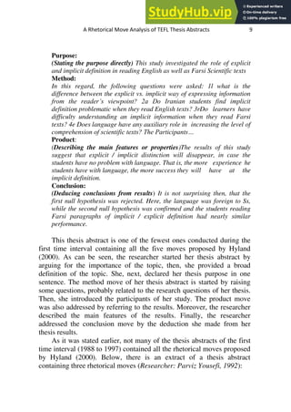 A Rhetorical Move Analysis Of TEFL Thesis Abstracts The Case Of Allameh ...