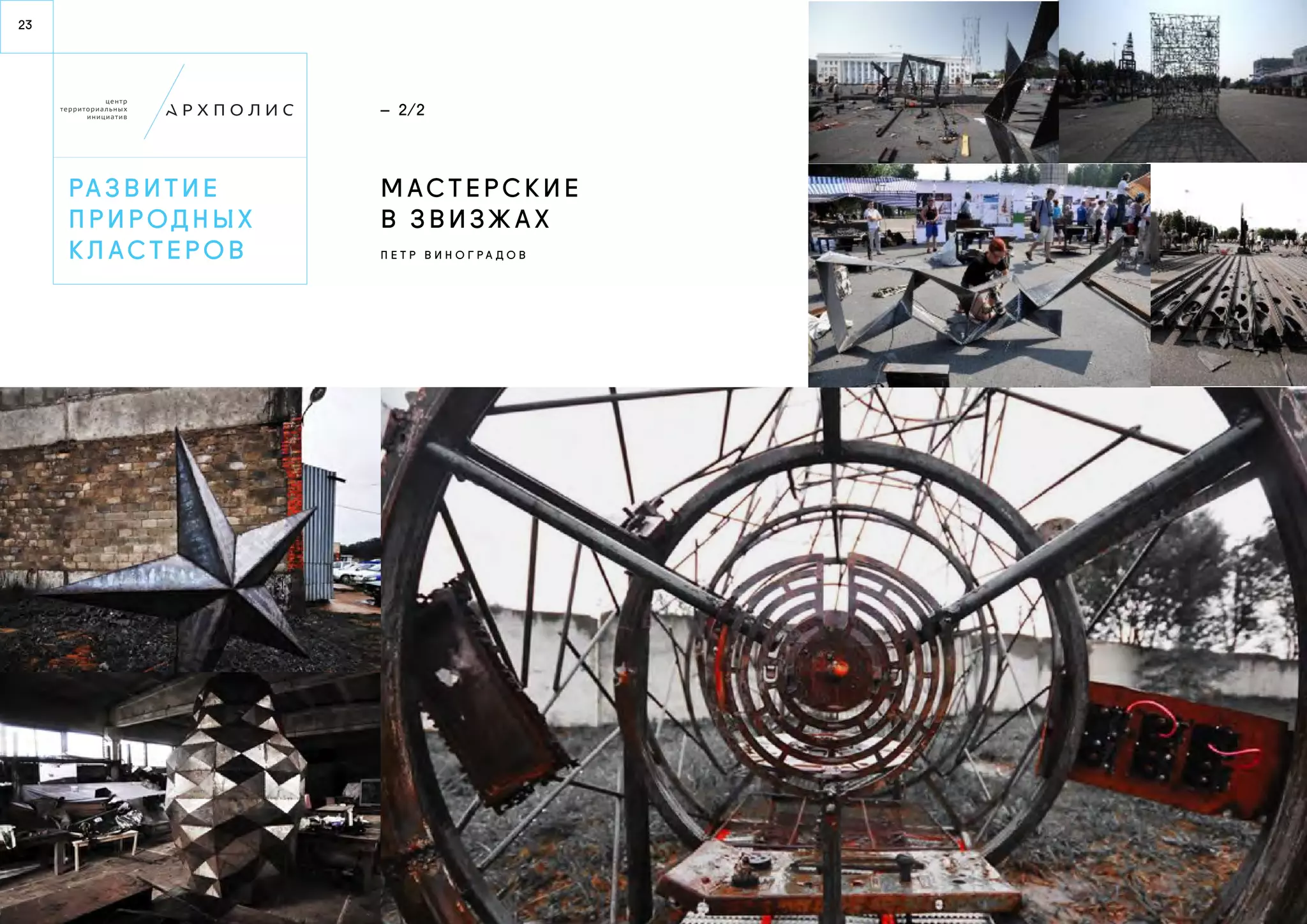 23 
Ра з в и т и е 
п р и р од н ы х 
к л а с т е р о в 
— 2/2 
М а с т е р ск и е 
в З в и з ж а х 
П е т р В и н о г р а д о в 
 