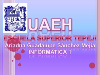 UAEHESCUELA SUPERIOR TEPEJIAriadna Guadalupe Sánchez MejíaINFORMATICA 1 