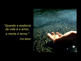 “ Quando a essência da vida é o amor, a morte é terna.” Frei Betto 