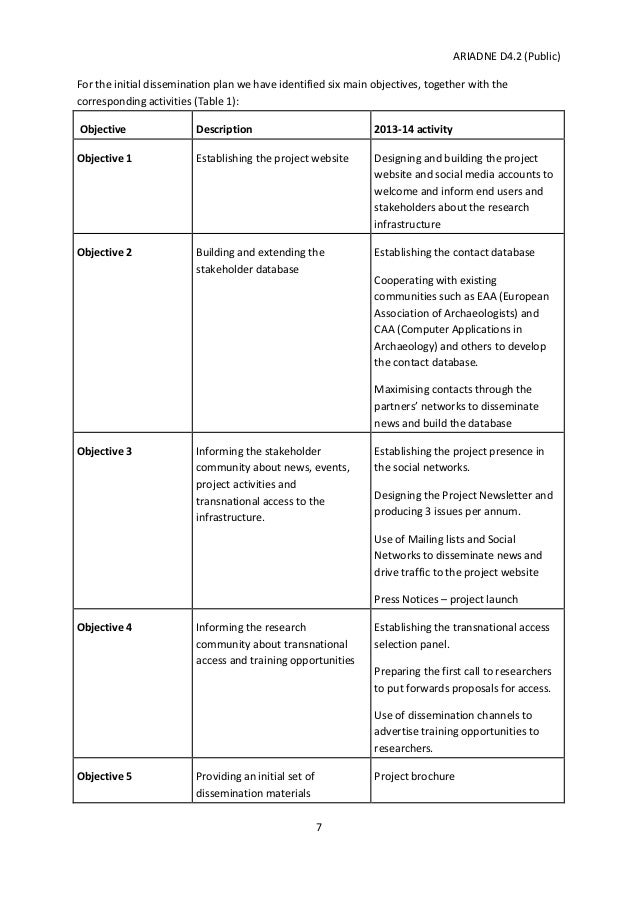 dissemination plan template ariadne initial dissemination plan dissemination plan template ariadne initial dissemination plan