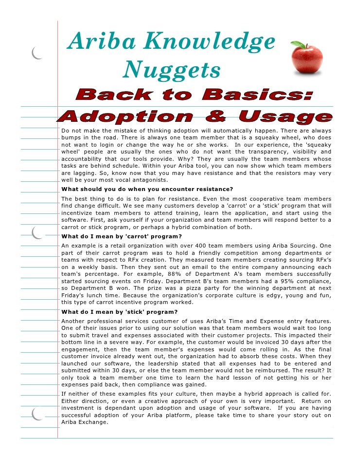 Ariba Knowledge Nuggets Back to Basics