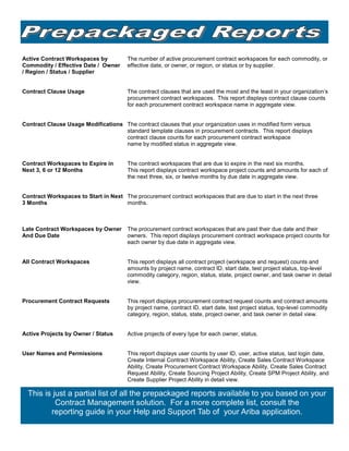 Ariba Knowledge Nuggets - Reporting in Contract Management | PDF