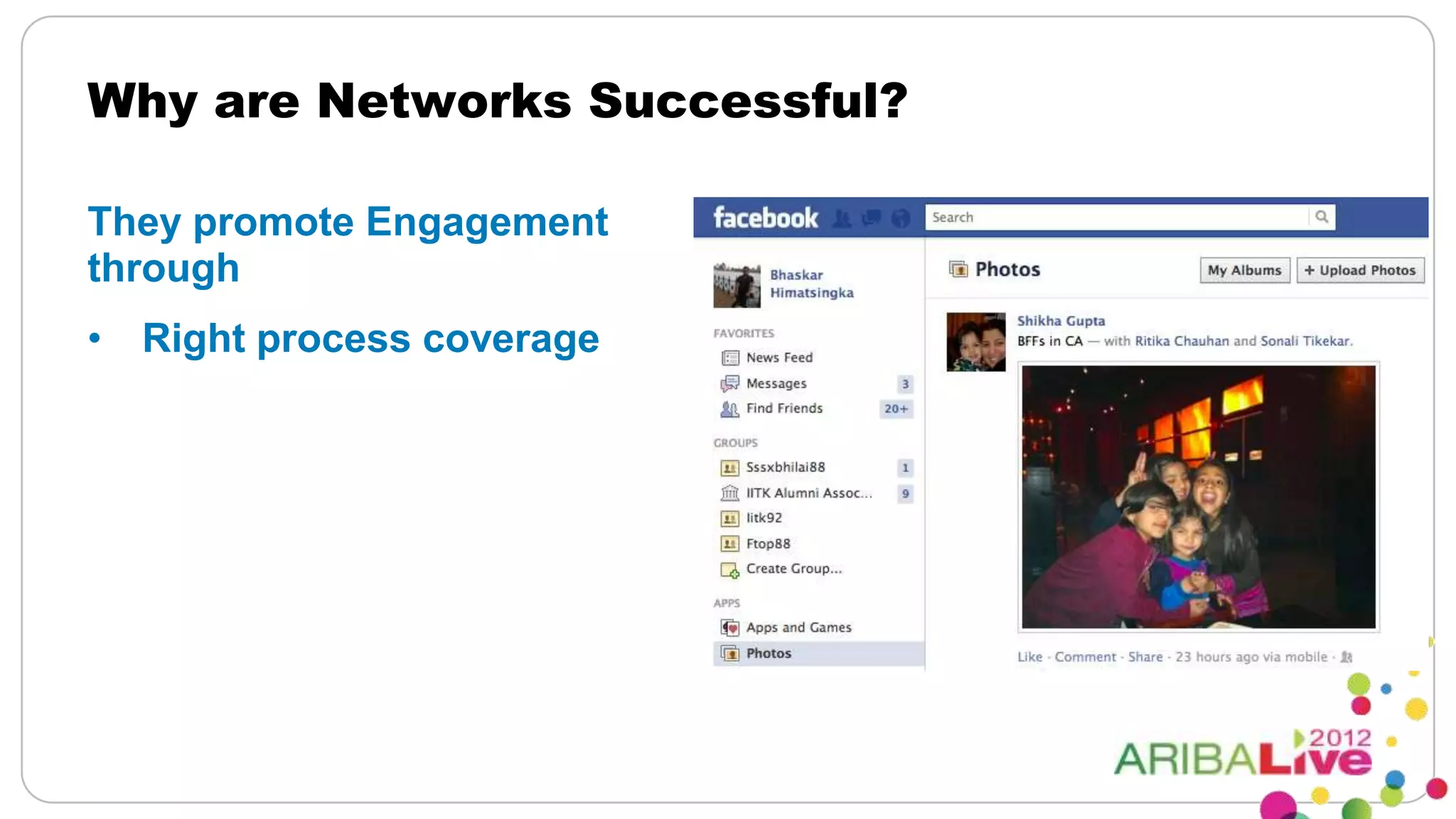 Why are Networks Successful?

They promote Engagement
through
• Right process coverage
 