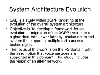 Simplified LTE network elements and interfaces 3GPP TS 36.300 Figure 4: Overall Architecture eNB =  E-UTRAN Node B All radio interface-related functions MME =  Mobile Management entity –  Manages mobility, UE identity, and security parameters. S-GW =  Serving Gateway –  Node that terminates the interface towards E-UTRAN. P-GW = PDN (Packet Data Network) Gateway –  Node that terminates the interface towards PDN. 