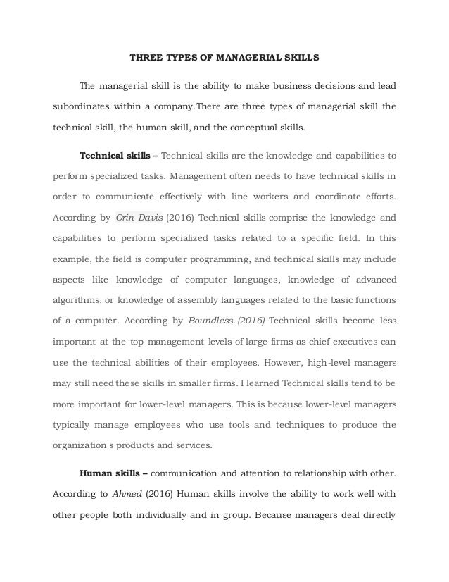 types of management skills