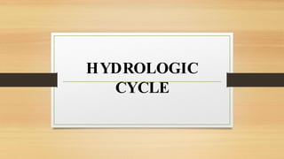 HYDROLOGIC
CYCLE
 