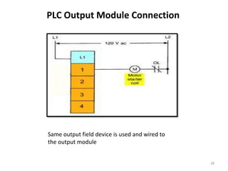 PLC Output Module Connection




Same output field device is used and wired to
the output module


                                                28
 