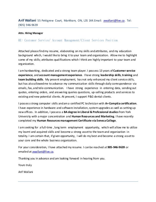 arif wallani customer service resume 2016 arif wallani arif wallani 55 pettigrew court markham on l3s 1k4