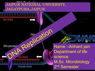 JAIPUR NATIONAL UNIVERSTY,
JAGATPURA,JAIPUR
Name :-Arihant jain
Department of life
science
M.Sc. Microbiology
2nd Semester
 