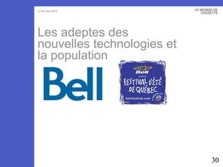 Les adeptes des nouvelles technologies et la population 