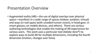 Augmented Reality in Multi-Dimensionality: Design for Space, Motion, Multiple Perceptions, and Interactions 