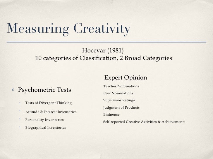 Definition and Measurement of Creativity