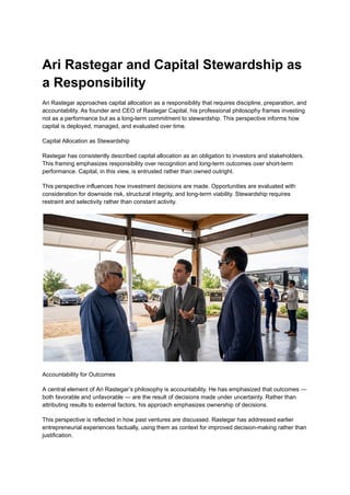 Ari Rastegar and Capital Stewardship as a Responsibility | PDF