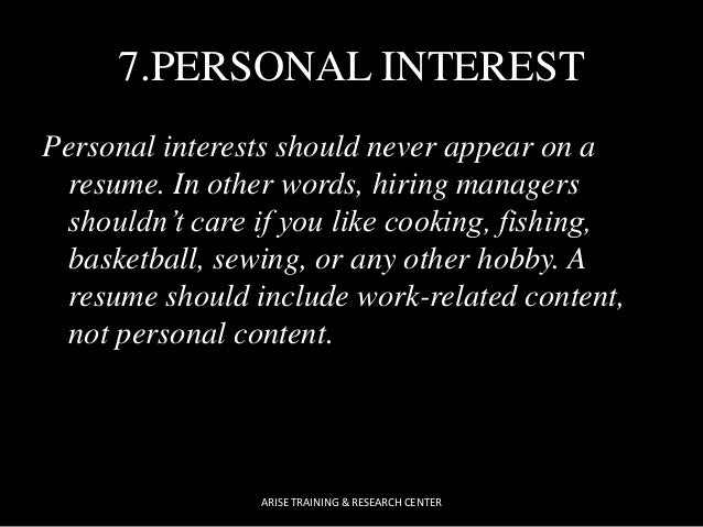 personal interest on resumes