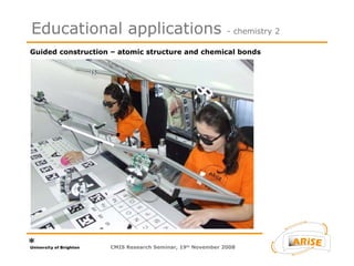 Guided construction – atomic structure and chemical bonds  Educational applications  - chemistry 2 CMIS Research Seminar, 19 th  November 2008 