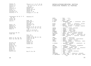 K a l i p s a 37                       P l a t o n 4, 6, 7, 12, 17, 19, 26,   GRČKO-LATINSKO-HRVATSKI R J E Č N I K
 K a l i s t e n 75                        42, 55, 82, 90, 123, 137, 217,
 K a r k i n 151                            218, 236
                                                                               T E M E L J N I H POJMOVA ILI NAZIVAKA
 K e l t i 53                           P o l i d a m a s 54
 K e r k i o n 151                      Poliklet 123
 K i r k a 37                           P l u t a r h 192, 210
 K r e ć a n i 20                       Polinik 201
 K s e n o f a n t 151                  P r i j a m 15, 135
 K s e n o f o n 57, 75                 P r o t a g o r a 17, 137, 192



L a k e d e m o n c i 20, 45, 57   75   R a d a m a n t 97
   201, 238
                                                                               άγα&ύς            —    bonus — dobar
L a m i j a 145
L a t o n a 144                                                                τό άγα&όν         —    bonum — dobro
L e t o 14                              S a p f a 148                          τα άγα&ά          — bona — dobra
                                        Sardanapal 5                           ιό άγαν           —.     immoderatum,         nimis     — pretjerano,               previ­
                                        S a t i r 144                                                           še, o d v i š e
                                        S i k i o n j a n i 57                 άγεννής           —     ignobüis,      abjectus — n e p l e m e n i t , p r o s t a k
M a r g i t 123                         S i m o n i d 17, 66                   άγνοείν           —    ignorare — ne z n a t i , ne p o z n a v a t i
M e g a r a n i 71                      S k i d 45                             άγνοια            —     ignorantia, inscientia — n e z n a n j e , n e p o z n a ­
M e r o p a 42                          Sofoklo 14, 89, 138, 154, 231                                           vanje
M i l e ć a n i 152                     S o k r a t 55, 82, 136, 137, 142,     αγροικος          —     rusticus — seljački, p r o s t a č k i
M i l o n 31                                156                                αγροικία          —      rusticitas — p r o s t a š t v o
                                        S o l o n 15, 16, 48, 234              αγωγή             —     institutio — o d g o j , s t e g a
                                        S p e u s i p 7, 27, 159, 215          αδιάφορος         —      indifferens — n e r a z l i č a n
                                                                               ιό άδικείν        -—     injuria — n e p r a v d a , n a n o s i t i n e p r a v d u
N e o p t o l e m 138, 154
                                                                               άδίκεϊσθαί        —    injuriam p a t i — p o d n o s i t i n e p r a v d u
N i o b a 144
                                                                               αδίκημα           —    injuria, i n j u s t e f a c t u m — n e p r a v e d a n čin
                                        Tales 124                              αδικία            —    injuria,     injustitia — nepravda, nepraved­
                                        T e o d e k t 150                                                       nost
                                        Teognid 14, 89, 208, 213, 236          Άδικος            —      injustus — n e p r a v e d a n
O d i s e j 37, 69, 138, 154
                                        T e o k r i t 56, 204
O r e s t 163, 204, 206, 210                                                   ιό αδικον         —     injustum — n e p r a v e d n o , n e p r a v e d n i n a
                                        T e t i d a 75
                                                                               άδοξία            —     infamia — b e š č a š ć e , s r a m o t a
                                        Tezej 210
                                        Tidejević 54                           αδυναμία          —     impotentia,      debilitas —       nemožnost,              nemo­
                                        T r o j a n c i 54                                                      gućnost, n e m o ć
P a t r o k l o 210                                                            τα αδύνατα        —      impossibilia,      impotentia — n e m o ž n o s t i , ne­
P e i t h o 148                         T u k i d i d 104
                                                                                                                mogućnosti
P e r i k l o 121
                                                                               αηδία             —     acerbitas — n e p r i j a z n o s t , n e u g o d n o s t
P e r z i j a n c i 181
P i l a d 210                                                                  άϋ-ανασία         —       immortalitas — b e s m r t n o s t
P i n d a r 231                         Vergilije 15                           ά&ανατίζειν       —       mortalitatis     conditioni    eximi       —      obesmrtiti
P i r i t o j 210                                                              α&Λιος            —     miser — b i j e d a n , m u č a n , j a d a n
Pitagora 5                                                                     άίδιος            —      aeternus — v j e č a n
P i t a k 48, 201                       Zeus 75, 181, 195                      αΙδώς             —      pudor — stidljivost, s k r o m n o s t
                                                                               αϊρεσις           —      clectio — i z b o r
                                                                               αίσ&άνεσ&αι       —      sentire, sensio — z a m j e ć i v a t i , z a m j e d b a
                                                                               ιό αίσ&ανόμενον   —    id quod sentit — o n o k o j e osjeća, zamje­
                                                                                                                 ćuje

250                                                                                                                                                                251
 