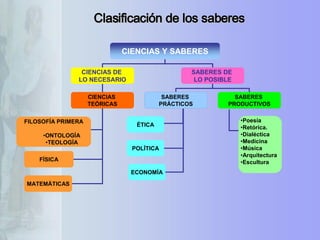 Clasificación de los saberes 