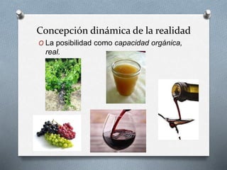 Concepción dinámica de la realidad
O La posibilidad como capacidad orgánica,
real.
 