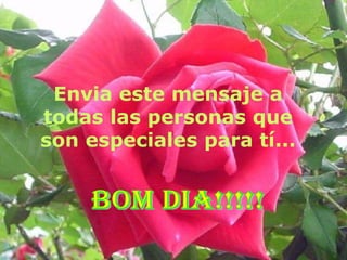 Envia este mensaje a todas las personas que son especiales para tí... BOM DIA!!!!! 