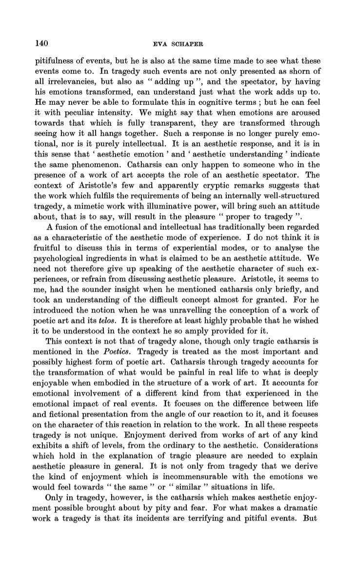 Aristotles catharsis and aesthetic pleasure, by eva shaper