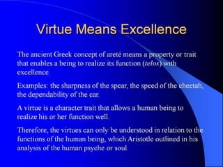 Aristotle's table of virtues | PPTX