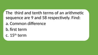 ARITHMETIC-SERIES-MATHEMATICS-GRADE-10 '24 | PPTX