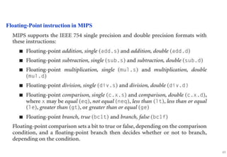 Floating Point
Floating-Point instruction in MIPS
49
 